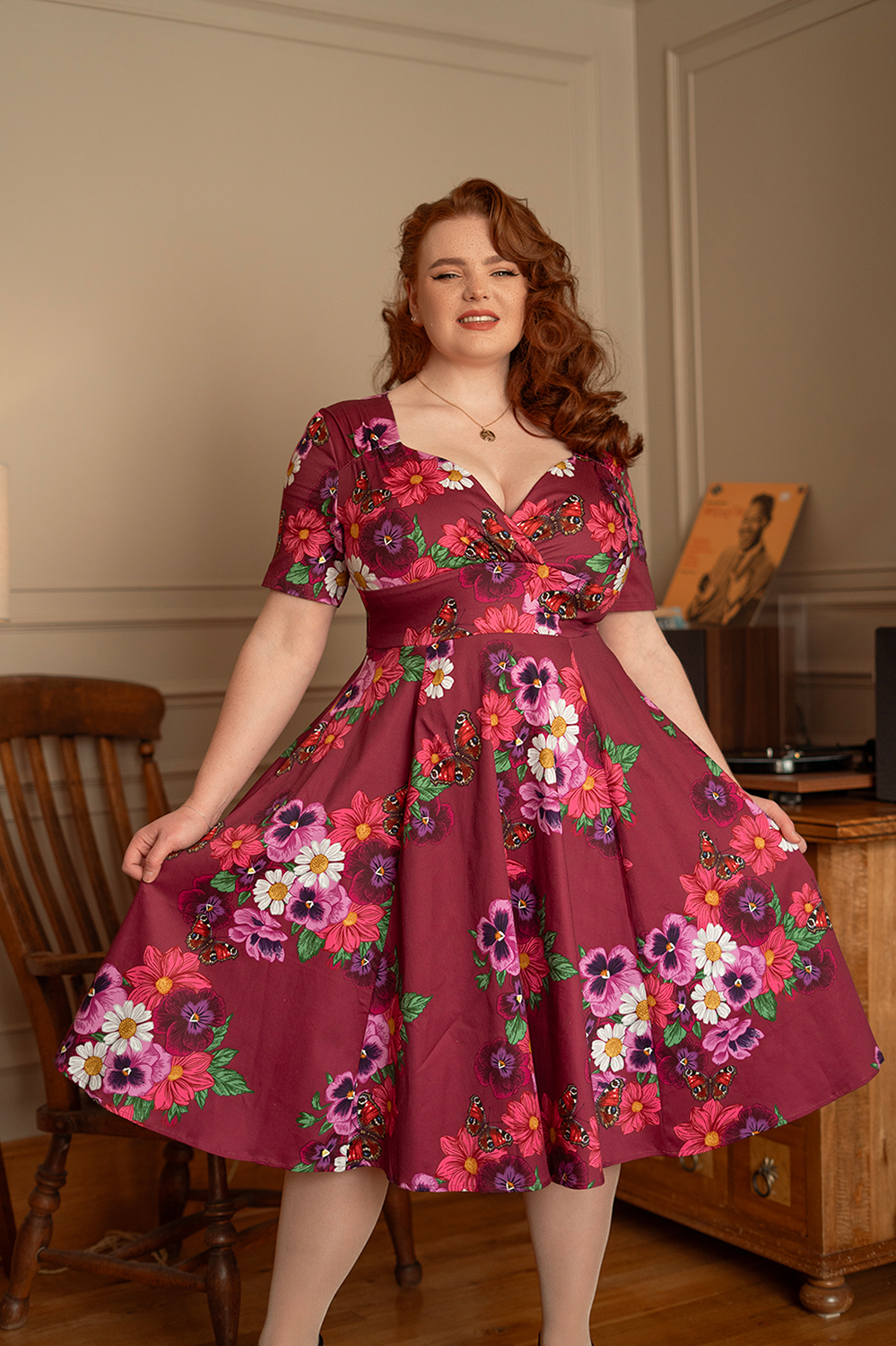 Berry Blossom Swing Dress in Plus Size